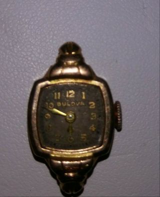 14k Gold Bulova Watch 6g.  Scrap or parts 2