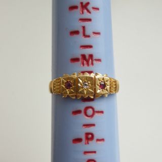 Stunning Antique Edwardian 18ct Gold Diamond & Ruby Trilogy Ring c1907 7