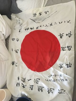Vintage World War 2 Wwii Japan Japanese Army Battle Flag Signed