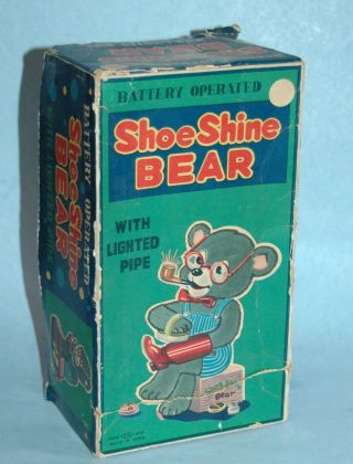 Illustrated Box Only T.  N.  Nomura Japan Shoeshine Bear Lighted Pipe 10 " 1960s