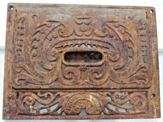 Vintage Ornate Cast Iron Furnace Coal Wood Stove Grate Door Part