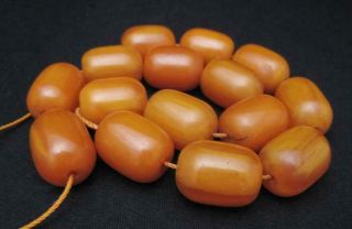 Vintage Egg Yolk Butterscotch Amber Bakelite Prayer Worry Beads 215 Gms Faturan