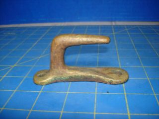 Single Vintage Solid Brass Heavy Duty Coat Hook With Patina Great Nautical Look