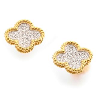 14k Yellow Gold Diamond Pave Alhambra Four Leaf Clover Stud Earrings 0.  40ctw 4