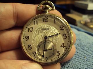 Antique 1930 Art Deco Elgin Pocket Watch 12s,  7 Jewels Running Strong