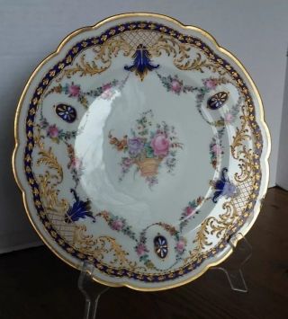 Sevres,  18 Cent. ,  Porcelain Plate,  Hand Painted,  1766 France 9 1/2 " Dia.