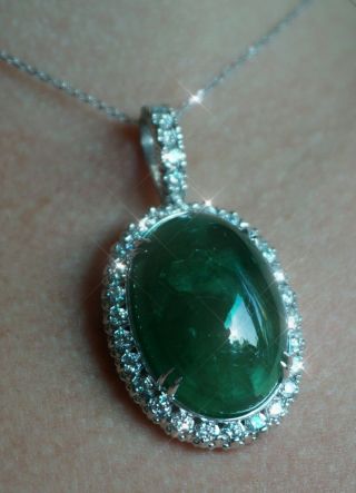 Emerald Diamond White Gold Pendant 14K GIA 26.  3CT Natural Estate RETAIL $21300 11