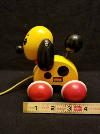 Rare Vintage Brio Walking Rolling Wood Dog Pull Toy Floppy Ears made in Sweden 3