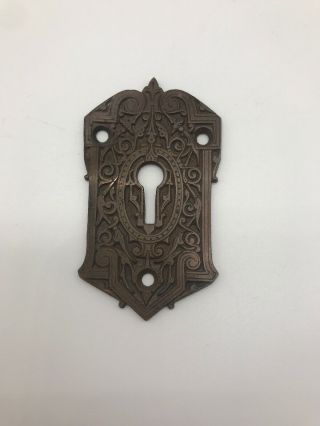 1 Antique Cast Brass Gothic Keyhole Cover Circ.  1880 