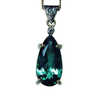 H Stern 18k Gold Tourmaline Diamond Necklace Blue Green Designer Signed