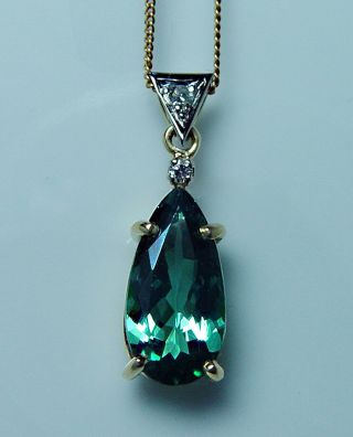 H Stern 18K Gold Tourmaline Diamond Necklace Blue Green Designer Signed 2