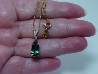 H Stern 18K Gold Tourmaline Diamond Necklace Blue Green Designer Signed 3