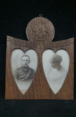Ww1 British Bef Royal Sussex Regiment Trench Art Wood Photo Frame