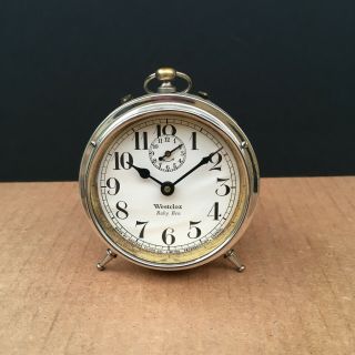 Antique Westclox Baby Ben Peg Leg Alarm Clock Runs - Stops