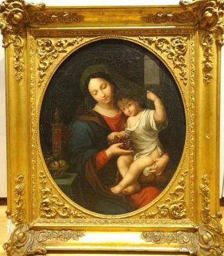 Large 18th Century Italian Old Master Madonna & Baby Antique Oil Painting