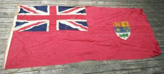 Ww2 Era Woven Canada Canadian Red Ensign Flag Green Leaves 7ft X 3 1/2 Ft