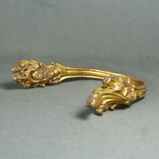 One Antique French Louis XV Style Ormulu Curtain Tieback Ornate Bronze 4
