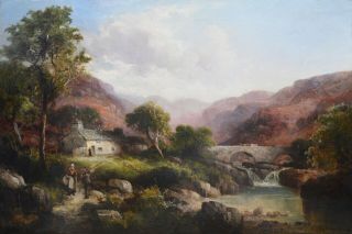 Fine Antique 19thC Victorian Oil Painting Scottish Highlands Landscape 3