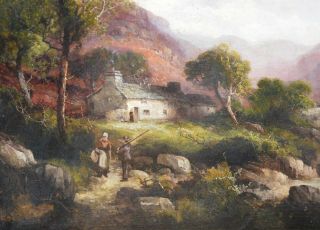Fine Antique 19thC Victorian Oil Painting Scottish Highlands Landscape 4