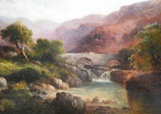 Fine Antique 19thC Victorian Oil Painting Scottish Highlands Landscape 5