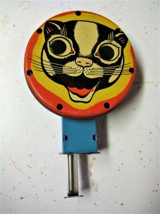 Vintage Black Cat Tin Litho Sparkler Mechanical Toy Noisemaker