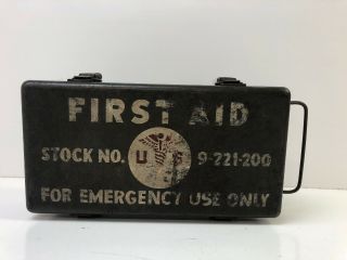 Ww2 Military Metal Vehicle First Aid Kit 9 - 221 - 200 " For Emergency Use Only "