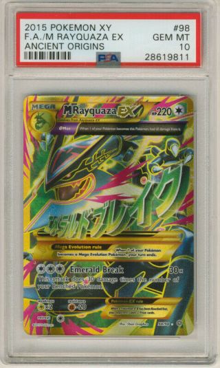 2015 Pokemon Xy Full Art Mega Rayquaza Ex Ancient Origins 98 Psa 10 28619811