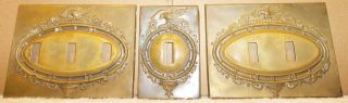 Vintage Stamped Brass Eagle Bulls Eye Mirror Frame Light Switch Plate Cover