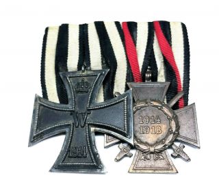 Ww1 Wwi German Iron Cross Hindenburg Cross Medal Bar,  Ek2,  Ribbon,  Uniform,