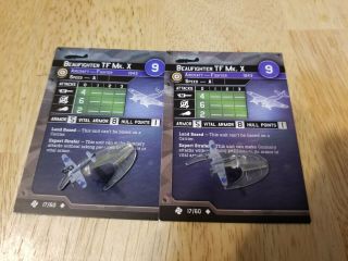 Axis And Allies War At Sea Uk Beaufighter 2x With Cards