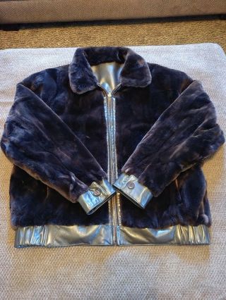 Sheared Beaver Sectional Bomber Reversible To Napa Lamb Leather Coat,  Vintage?