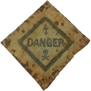 Sign Danger Plate Skull And Bones Military Metal Iron Vintage Rare Old Europe