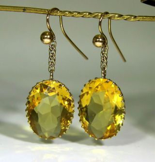 Victorian Cairngorm Citrine 9ct Rose Gold Chain Drop Earrings 11