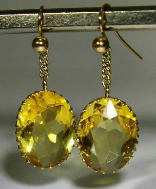 Victorian Cairngorm Citrine 9ct Rose Gold Chain Drop Earrings 12