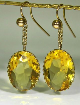 Victorian Cairngorm Citrine 9ct Rose Gold Chain Drop Earrings