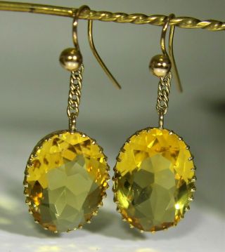 Victorian Cairngorm Citrine 9ct Rose Gold Chain Drop Earrings 2