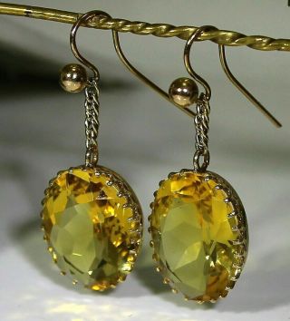 Victorian Cairngorm Citrine 9ct Rose Gold Chain Drop Earrings 3