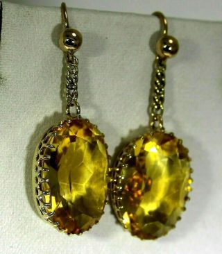 Victorian Cairngorm Citrine 9ct Rose Gold Chain Drop Earrings 4