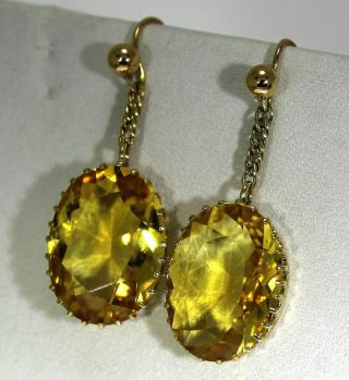 Victorian Cairngorm Citrine 9ct Rose Gold Chain Drop Earrings 5