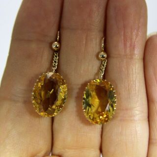 Victorian Cairngorm Citrine 9ct Rose Gold Chain Drop Earrings 9