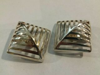 Georg Jensen Earrings Sterling Modernist Mid Century Grates Ditzel Denmark 389