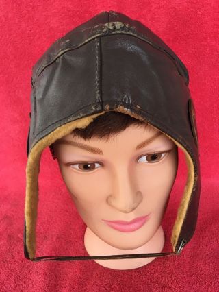 Winter Leather Pilot Aviator Skull Cap Hat Military Wwi At Lille France German?