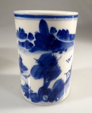 Chinese Brush Pot Blue And White Ceramic
