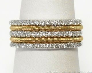 18k White Yellow Gold Fine Diamond Ring Designer Marco Bicego Wide Band Size 7