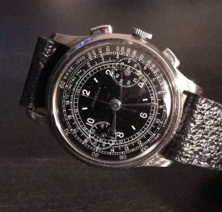 Vintage Angelus Chronograph Black Dial with Silver hands 2