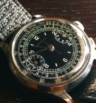 Vintage Angelus Chronograph Black Dial with Silver hands 3