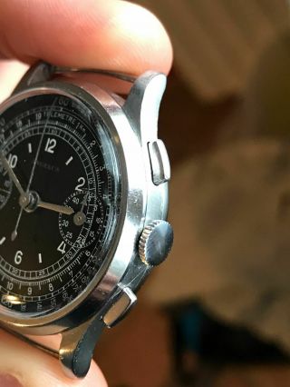 Vintage Angelus Chronograph Black Dial with Silver hands 6