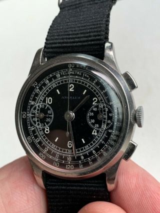 Vintage Angelus Chronograph Black Dial with Silver hands 8