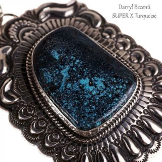 Darryl Becenti Squash Blossom Necklace Pendant X Turquoise Navajo A,