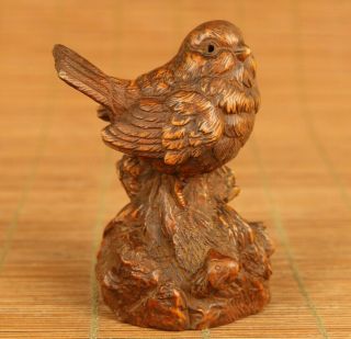 Rare Old Boxwood Hand Carving Birdie Figure Statue Collect Hand Piece Decoration